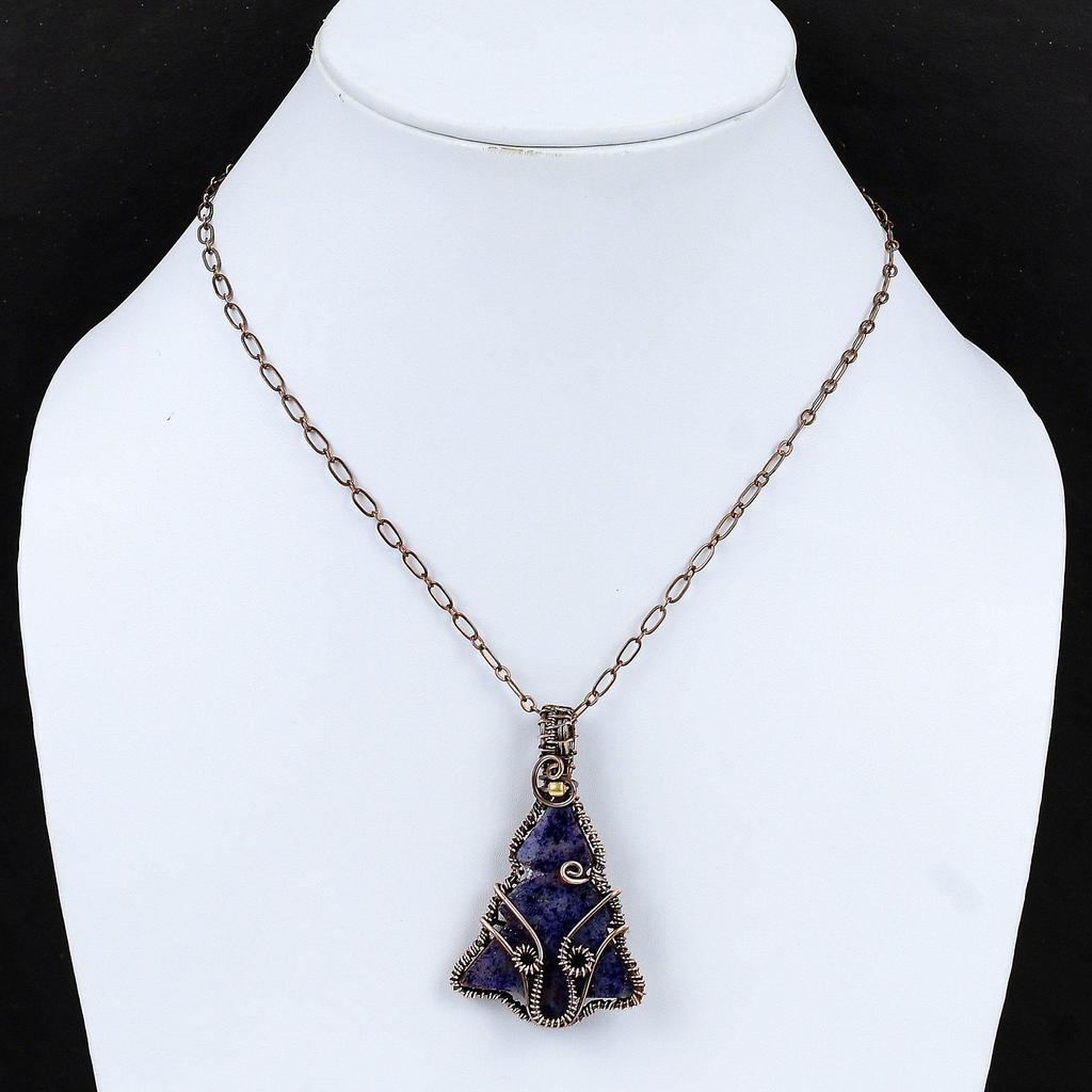 Подвеска из лазурита, подвеска из медной проволоки с драгоценным камнем, подвеска ручной работы, подвеска из медной проволоки, ювелирное изделие, подвеска в виде рождественской елки, подарок для женщин