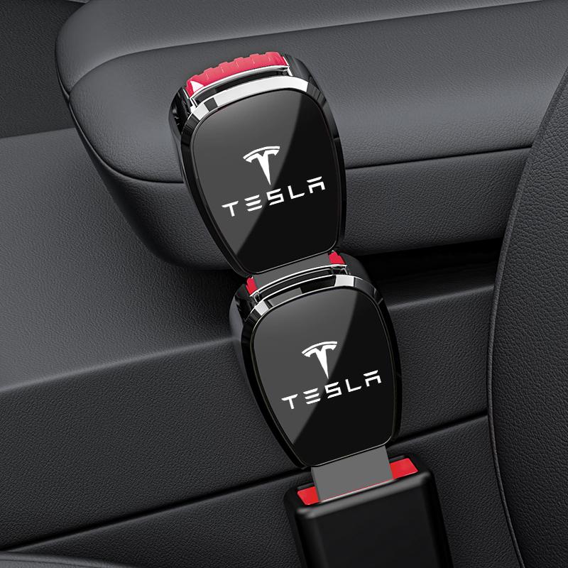 1Pcs For Tesla Model 3 Y S X Cybertruck Roadster Juguete Auto Car Seat Belt Clip Extender Metal Badge Lock Buckle Accessories