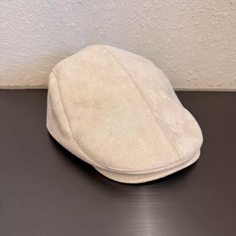 Solid color simple suede forward hat children autumn and winter casual versatile face small retro anti-duck hat