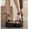 Thick-soled Heightening Sandals Women's Summer New Outer Wear Fashion Pearl Shoes Non-slip Bag Heel High-heeled Muffin