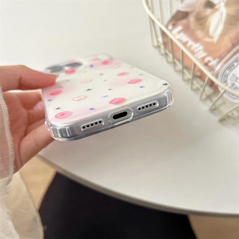 Корейский клетчатый чехол-пончик для iPhone 17/16 Pro Max/15/14