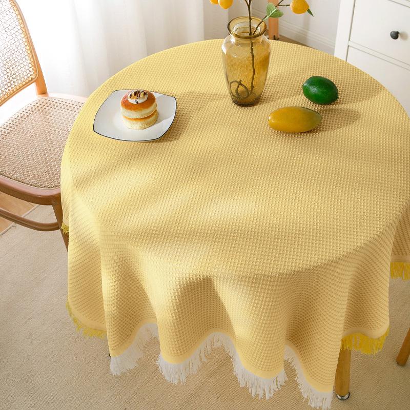 Wind Cotton And Linen French Tablecloth Small Round Table Light Luxury Birthday Photo White Japanese Tablecloth Dormitory Blanket