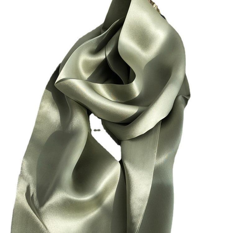 Two In Hand! Hangzhou Silk Solid Color Mulberry Silk Scarf Double-Layer Double-Sided Thin And Narrow Long Streamer Scarf Decorative Scarf