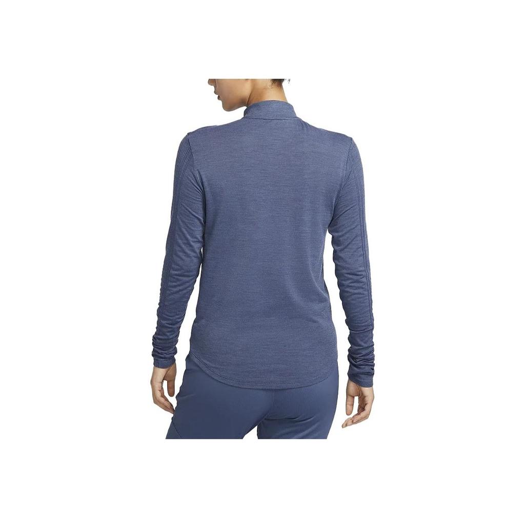 Nike Dri-Fit Swift Solid Stand Collar Half-Zopper-Dry Long Sleeve T Shirt Women Tops Phenomenal-Blue FB4439-491
