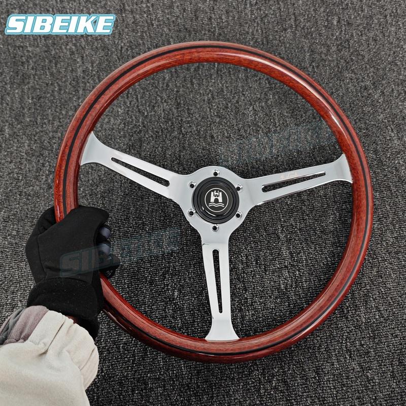 15inch Classic Wood Style Steering Wheel Universal Racing Retro Car Steering Wheel Car Accessories