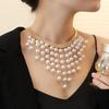 Бохо чокер из искусственного жемчуга Женское ожерелье с крупными круглыми кисточками из искусственного жемчуга Ожерелье-воротник для вечеринок, свадеб, собраний