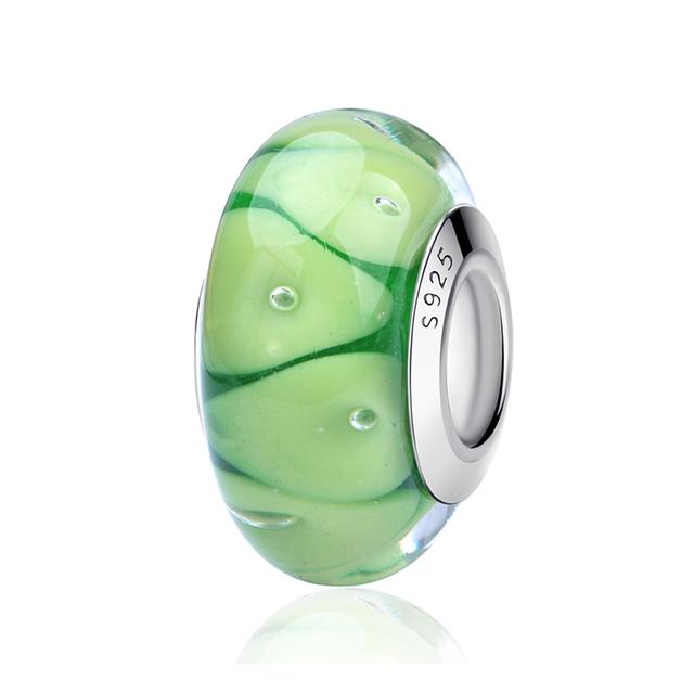 2023 Новый Оригинальный 100% Стерлингового Серебра 925 пробы Стеклянные Бусины Дерево Камень Муранский Цветок Подвески Подходит Браслет Diy Женские Ювелирные Изделия