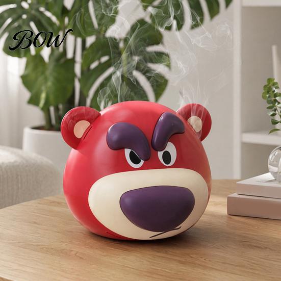 Indoor Outdoor Mosquito Coil Stand Pink Bear Box, Fireproof Incense Burner, Decorative Repellent Case Holder for Home Office Box
