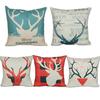 Elk Christmas Deer Cartoon Cartoon Cotton Linen Pillow Car Home Sofa Cushion Creative