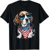 Beagle With American Flag Patriotic USA For 4th Of July T-Shirt
