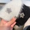 Вязаная шапка из кроличьего меха женская осенне-зимняя модная утолщенная теплая шапка универсальная шерстяная шапка со стразами защита для ушей головная шапка
