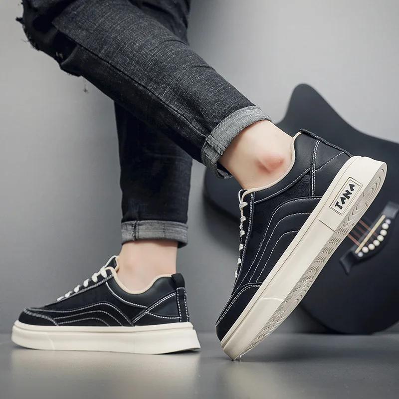 Мужские черные кроссовки летняя мода дышащие обувь для скейтборда мужская уличная повседневная обувь на плоской вулканизированной подошве Tenis Masculino