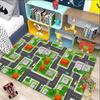 Interactive Educational Theme Children's Crawling Carpet Cartoon Road Network Rug City Map Absorbent Anti-Slip Mat for Living
