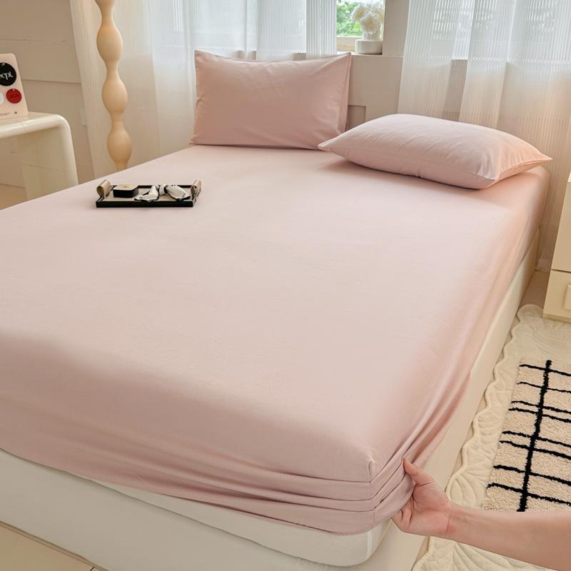 Осень/Зима Толстая Однотонная Хлопковая Фланелевая Простыня на Резинке и Пыльник