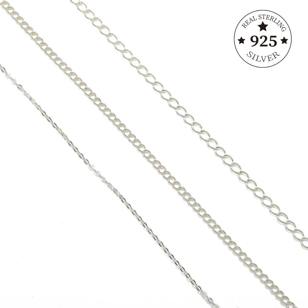 Цепочка из стерлингового серебра 925 пробы, 50 см, объемное ожерелье, цепочка для браслетов «сделай сам», аксессуары для изготовления ювелирных изделий, фурнитура ручной работы