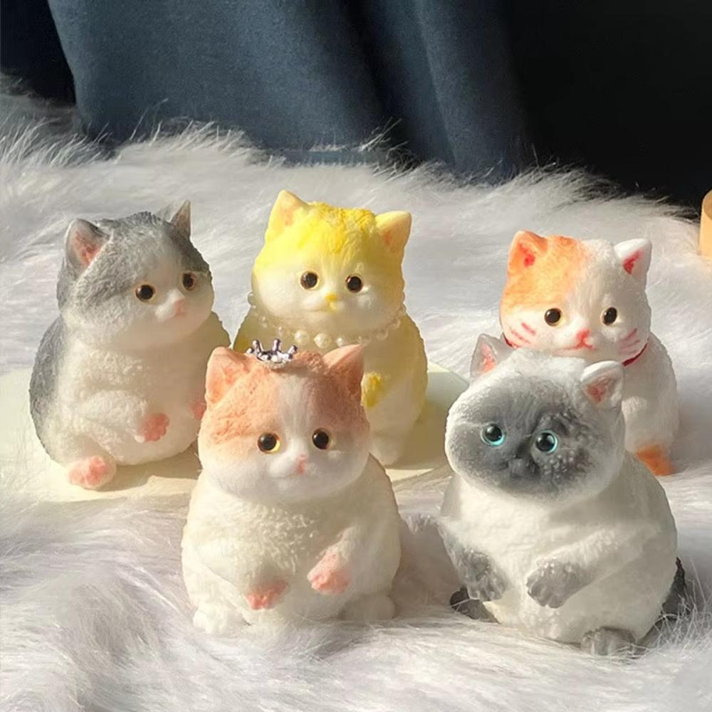 Милая игрушка для снятия стресса с флокированной поверхностью Кошка Сжимаемая игрушка для взрослых и детей