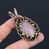 Rose Quartz Gemstone Pure Copper Wire Wrapped Handmade Pendant Jewelry