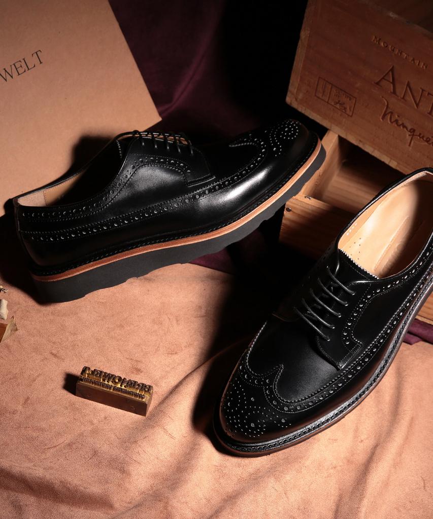 Brenowelt 556 Albany Wingtip Black Derby Shoes Goodyear Welt [Vibram]