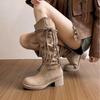 Fashion Thick Heel Women's Long Boots Spring and Autumn New Retro Tassel High Tube But Knee Pile Boots Women