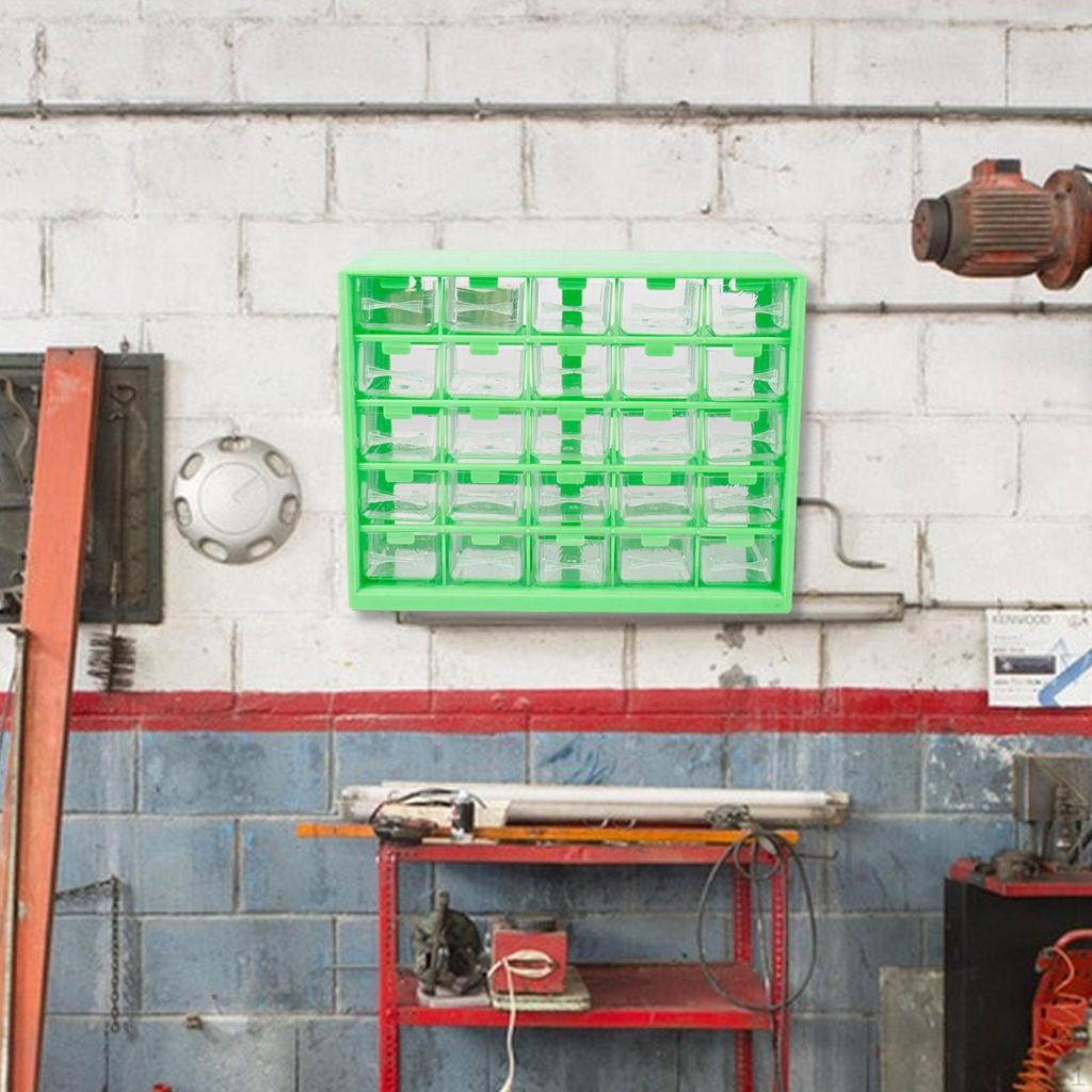 Органайзер для компонентов на 25 отделений, контейнер для хранения винтов, шкаф для рукоделия для гаражной мастерской