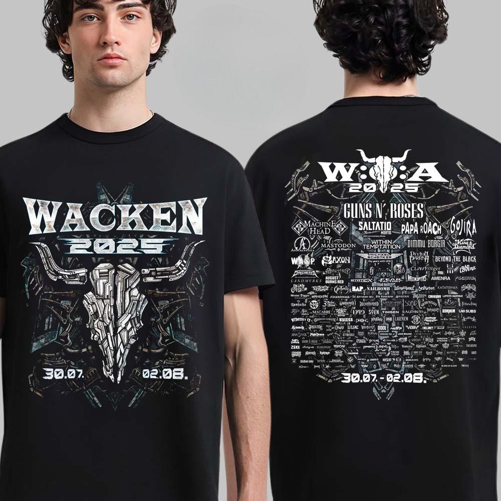 Fashion Wacken Open Air 2025 Festival From July 30 To August 2 2025 In Schleswig Holstein Germany Roses Two Sided T-Shirt