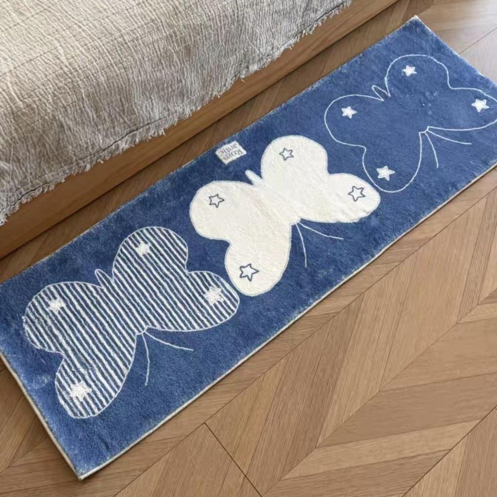 Ins Wind Star Butterfly Carpet Soft Non-shedding Long Strip Bedside Rug Bay Window Pad Corridor Floor Mat Home Decor