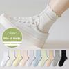 Female Summer Thin Style All-match Pure Color Auricle Lace Breathable Deodorant Boneless Short Tube Cotton Socks