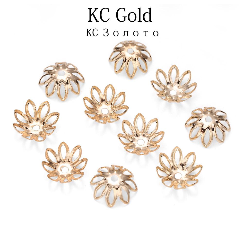 100pcs/lot Silve Gold Rhodium Bulk Flowers Beads Caps 11 14 Mm Spacer Loos Charm Bead Cap For Jewelry Making Findings Supplies