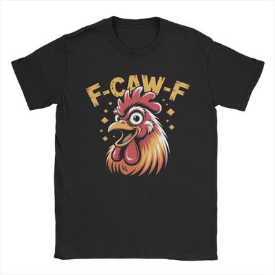 F-Caw-F Забавная курица FCAWF Мем Футболка для мужчин Забавная футболка из 100% хлопка Круглый вырез Короткий рукав Футболки Одежда больших размеров