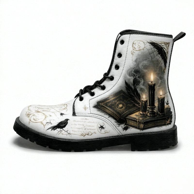 New Halloween Martin boots BSCI front lace-up non-slip round head mid-tube leather boots