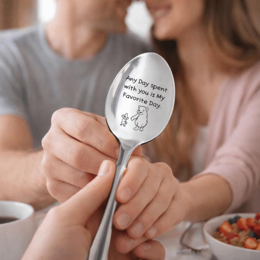 Engraved Design Key of Love Spoon Personalized Text Love Letter Spoon Romantic Gift
