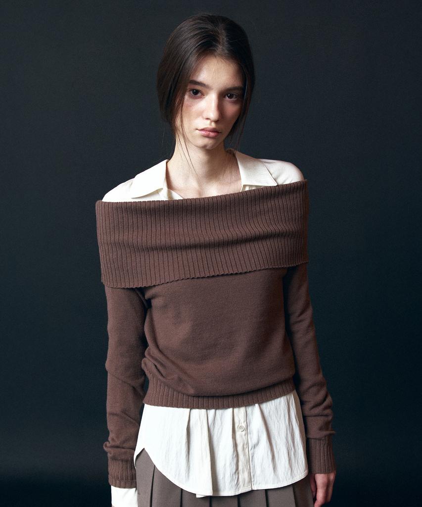 TOWAV Wee Off Shoulder Knit_Mocha