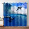 Синие шторы с океаном для гостиной, плотные шторы с морской рыбой, черепахой для спальни, эстетичные украшения для дома, шторы, 2 панели
