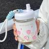 Портальный стакан для воды из изолированного стекла с кожаным рукавом – Стильный подарок для студенток