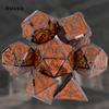 7 шт. оранжевые, серебряные двойные мечи, металлические кубики, набор твердых многогранных кубиков, подходящий для ролевой ролевой настольной игры
