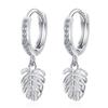 925 Sterling Silver Tassel Crystal Leaf Korean Drop Earring For Women Fashion Wedding Statement Jewelry Eh955