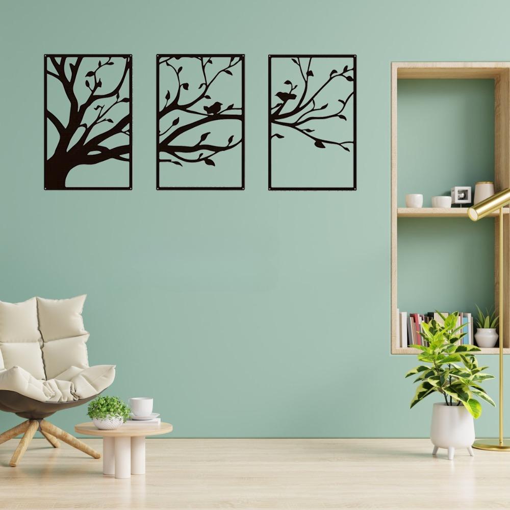 3 шт./набор Металлическое настенное искусство Древо Жизни - Декор ветвей для украшения стен гостиной и офиса