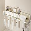 Cream Wind Toothbrush Shelf Shelf No Punching Bathroom Brushing Cup Mouthwash Cup Wall Mounted Hair Dryer Holder