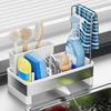 Stainless Steel Sponge Holder Sink Rack Large Capacity Rust-Resistant Self-Draining Multi-Functional Kitchen Storage Rack