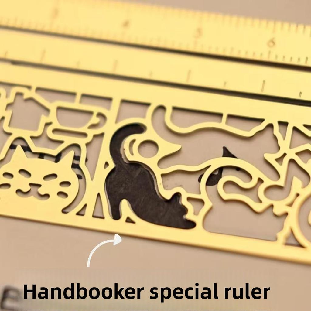 1 шт. Многофункциональный кошачий шаблон, ручной справочник, линейка, линейка, узор котенка, двусторонняя закладка и линейка