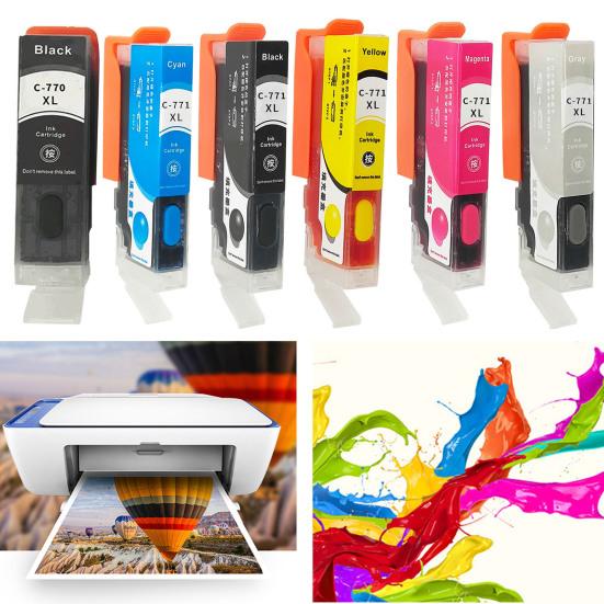 Refillable Ink Cartridges Upgraded Chip High Output 6 Colors Ink Cartridge for Canon PIXMA MG5770/MG6870/MG7770/TS5070/TS6070/TS8070
