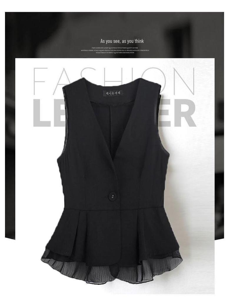 Шифоновый короткий женский жилет без рукавов 2025 - Легкий многослойный топ