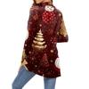 Женский модный кардиган-пальто с длинным рукавом, карманами, приталенного силуэта и рождественским принтом