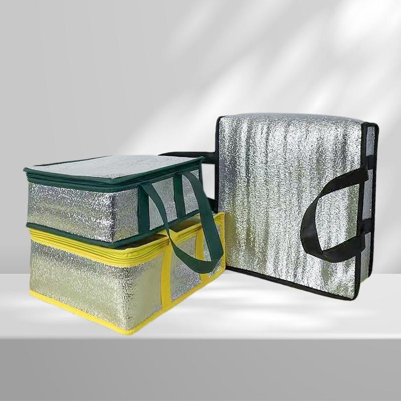 Pizza Aluminum Foil Delivery Bags Insulation Folding Picnic Portable Ice Food Thermal Bag Food Delivery Drink Carrier Insulated Pockets Cake Tote Bag