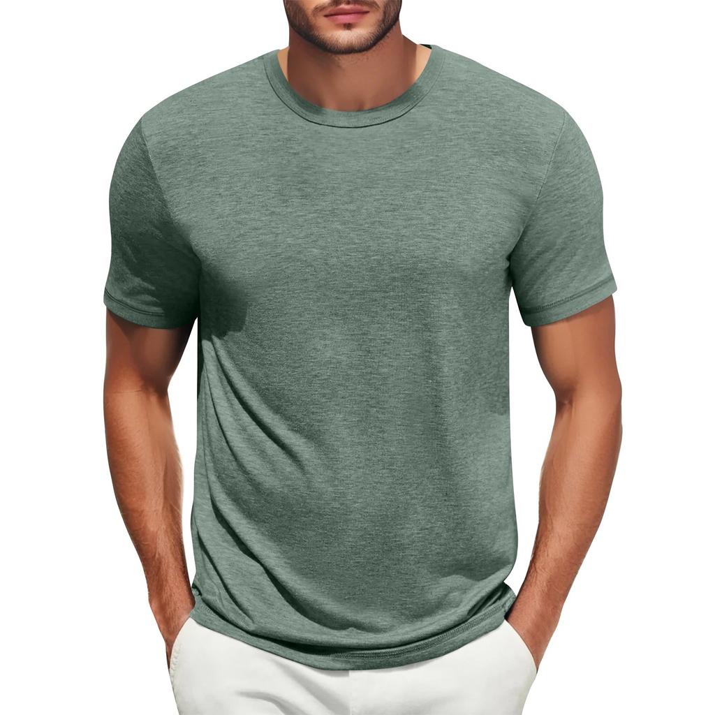 Men's Casual Fashion Comfort Solid Color Round Neck Pullover Sweatshirt Tops