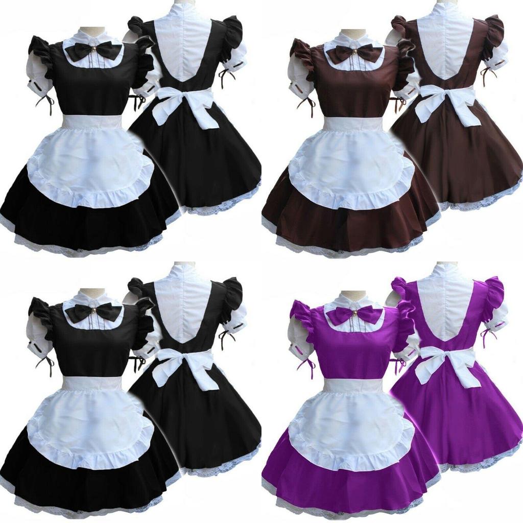 Женское ретро платье горничной с коротким рукавом, милым кукольным воротничком и принцессной эстетикой