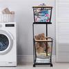 2-Tier Removable Metal Laundry Hamper W/ Wheels - Modern Rectangular Foldable Storage Basket for Clothes & Toys - Max Load 88lbs
