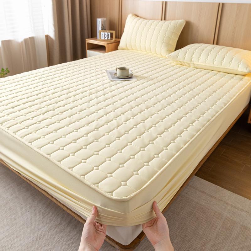 «Приятная для кожи однотонная стеганая простыня из хлопка с начесом и защитой Simmons»