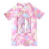 Kids Toddler Girls Floatation Swimsuit Buoyancy Cute Cartoon Float Suit Short Sleeve Rashguard One Piece Swimwear Bathing Suit 2-9T