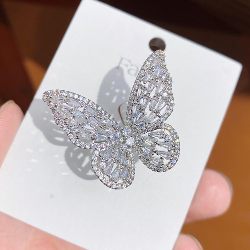 Forest Style Dreamlike Butterfly Ring Shiny Opening Ring Butterfly Engagement Rings Women Men